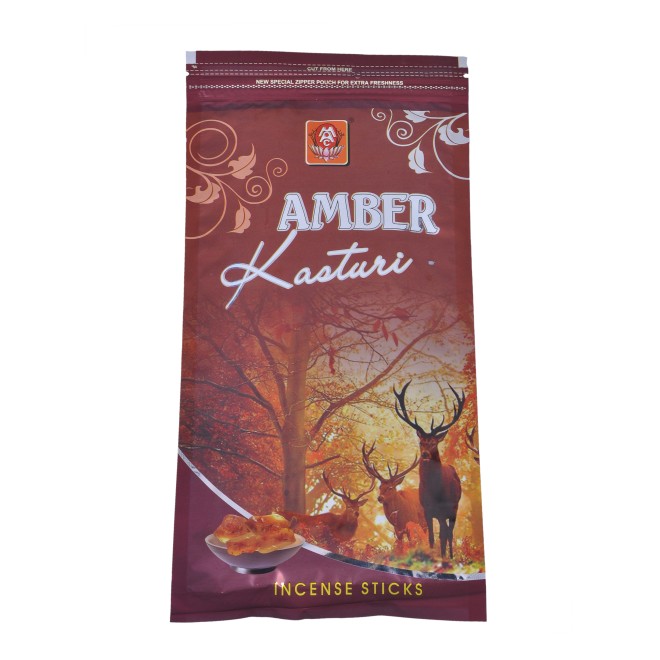 Amber Kasturi Zipper Natural Incense Sticks Agarbatti