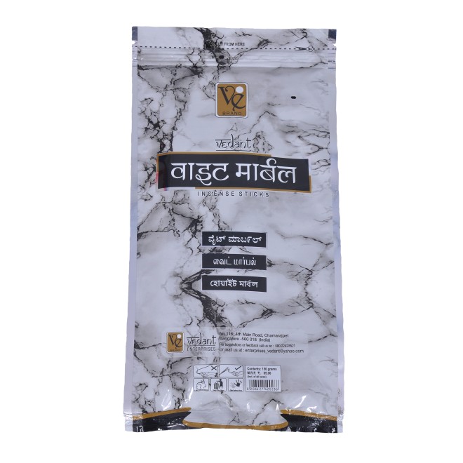 White Marble Zipper Natural Perfumed Agarbatti   (Incense Sticks)