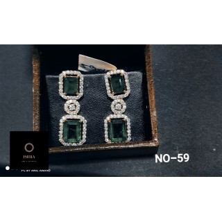 Double Square Design-Emerald Earrings