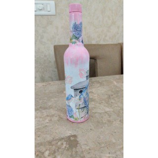 Paint My Soul Pink Birdie Bottle Art for Home Decoration