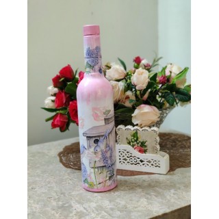 Paint My Soul Pink Birdie Bottle Art for Home Decoration